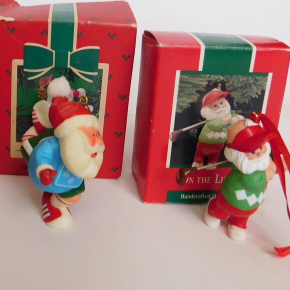 Lot Of 4 HALLMARK KEEPSAKE Santa Claus Ornaments in boxes Golfing Santa - Picture 4 of 10